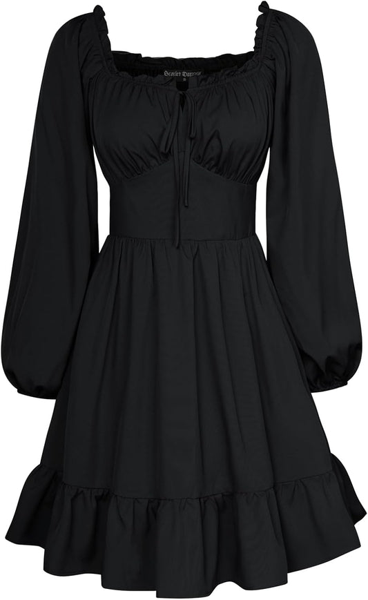 Womens Corset Dress Long Lantern Sleeve Off the Shoulder Mini Dress