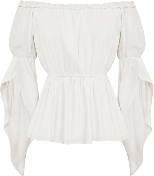 Renaissance Shirt for Women Bell Sleeve Peasant Tops and Blouse
