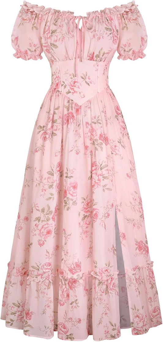 Floral Corset Dress Women 2026 Summer Cottagecore Flowy Dresses