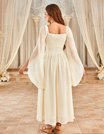 Renaissance Costume Women Pirate Dresses Split Bell Sleeve Medieval Ren Faire Dress with Pockets