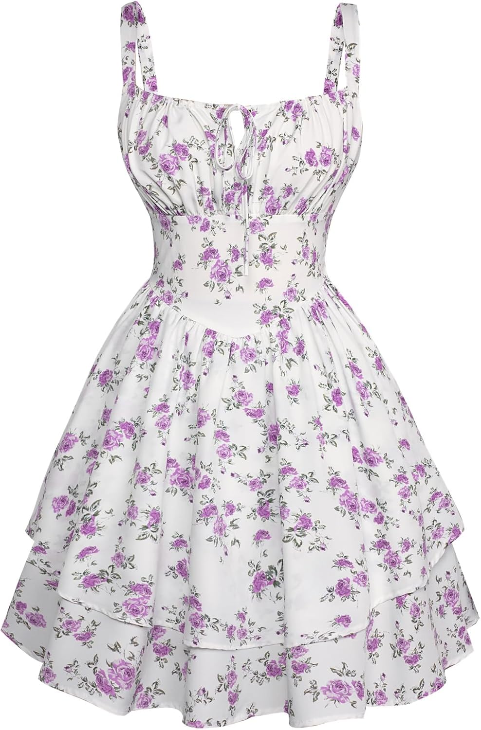 Floral Mini Corset Dress for Women Teen 2026 Summer Spring Flowy A-Line Sundress with Pockets