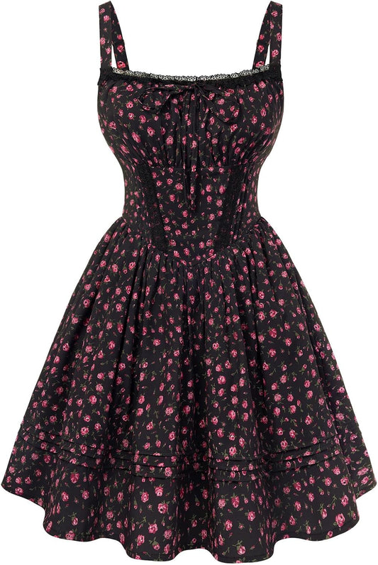 Floral Corset Dress Summer Mini Dresses for Women Teens 2026 Graduation Sundress with Pocket