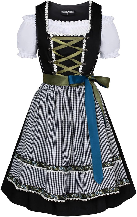 Women's German Dirndl Dress Costumes 3 Pieces for Oktoberfest Carnival