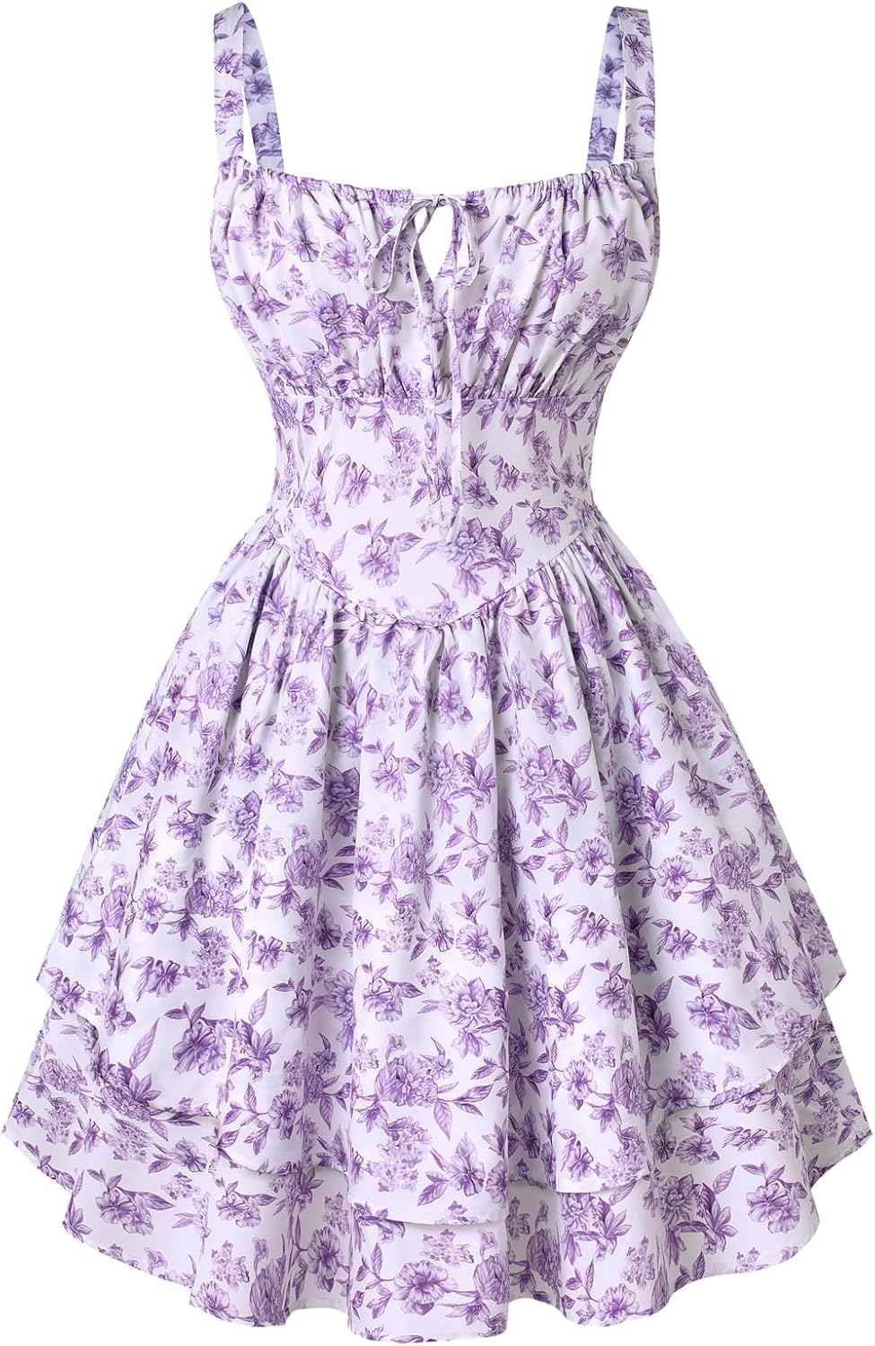 Floral Mini Corset Dress for Women Teen 2026 Summer Spring Flowy A-Line Sundress with Pockets