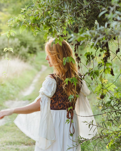 Renaissance Dress for Women Medieval Peasant Dress Long Bell Sleeve Dresses
