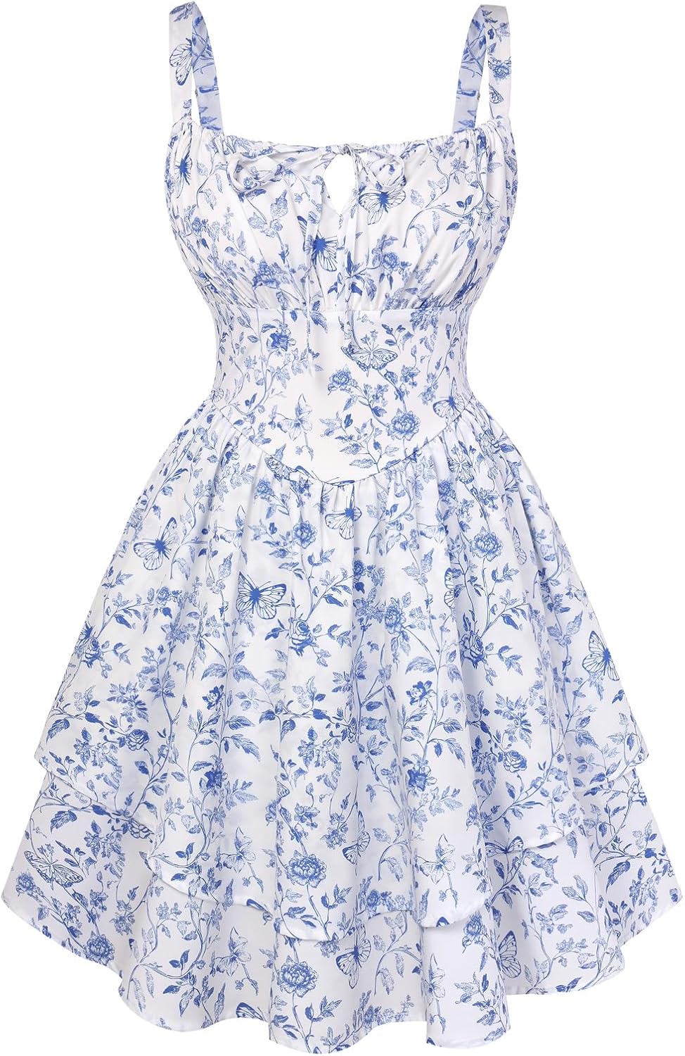 Floral Mini Corset Dress for Women Teen 2026 Summer Spring Flowy A-Line Sundress with Pockets