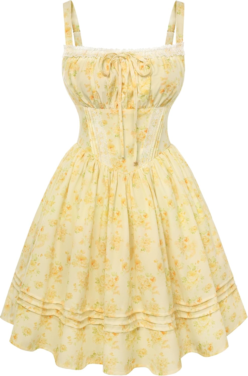 Floral Corset Dress Summer Mini Dresses for Women Teens 2026 Graduation Sundress with Pocket