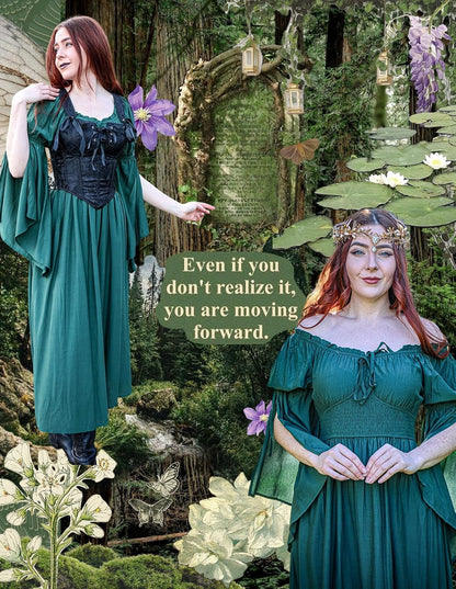 Renaissance Dress for Women Medieval Peasant Dress Long Bell Sleeve Dresses