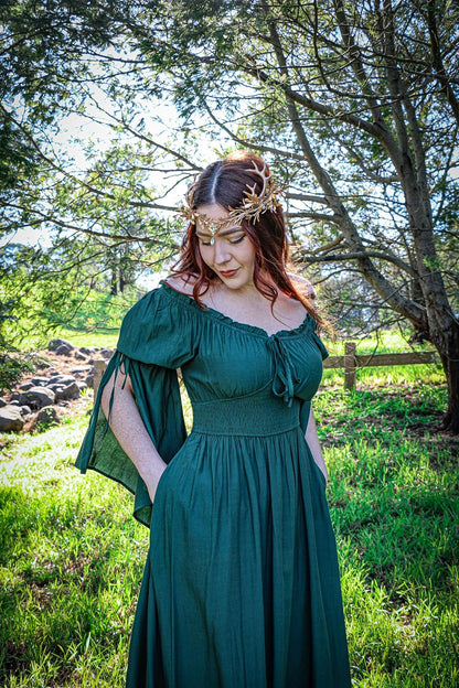 Renaissance Dress for Women Medieval Peasant Dress Long Bell Sleeve Dresses