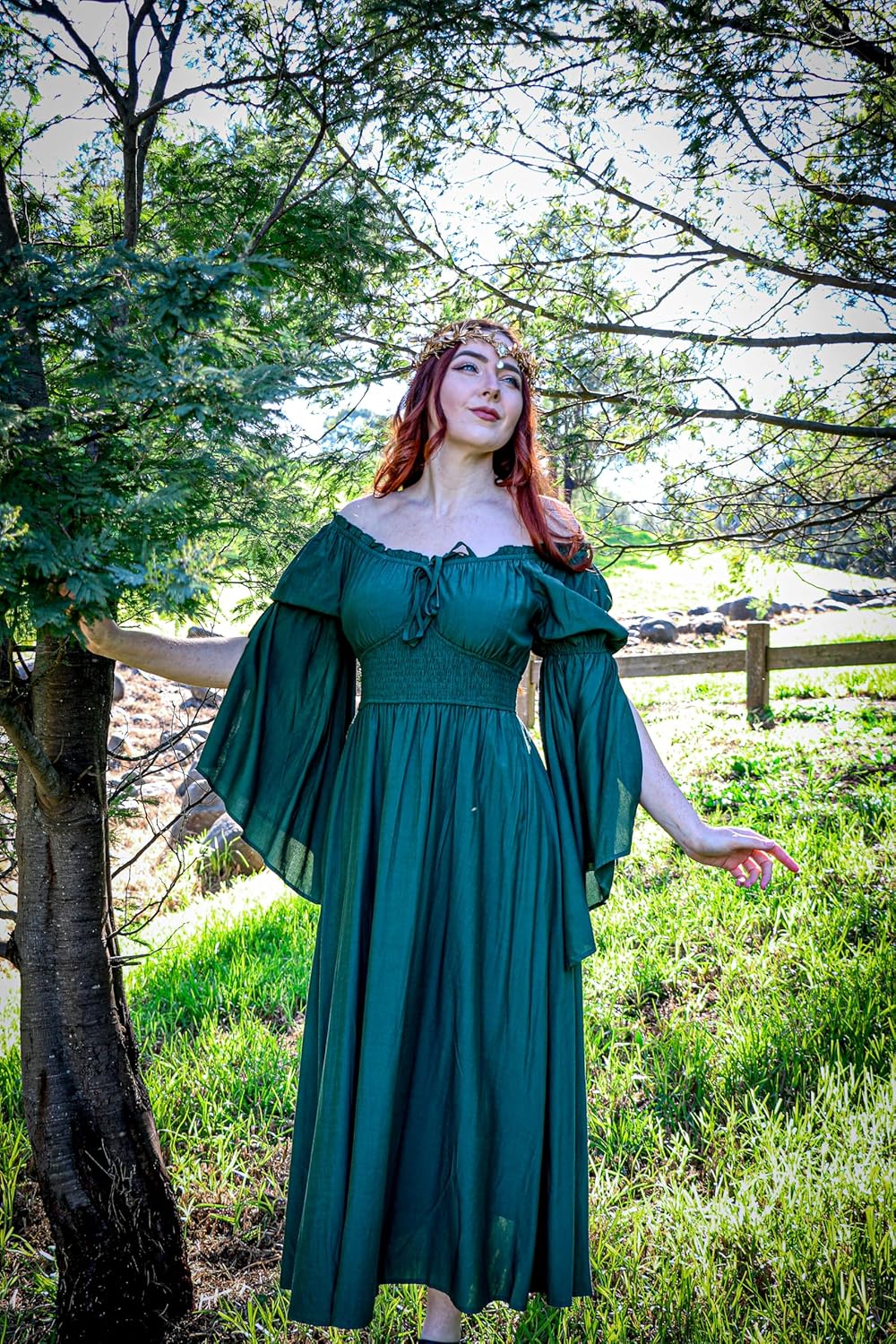 Renaissance Dress for Women Medieval Peasant Dress Long Bell Sleeve Dresses