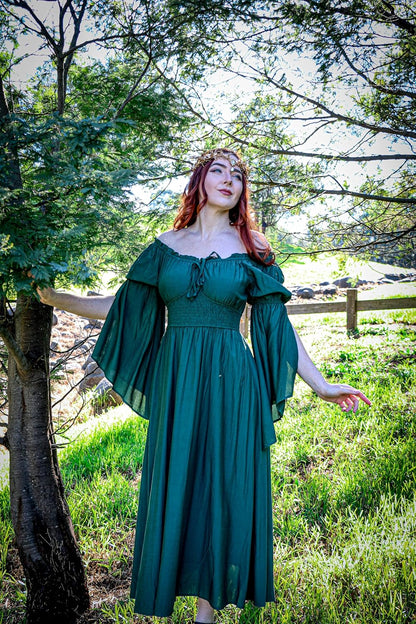 Renaissance Dress for Women Medieval Peasant Dress Long Bell Sleeve Dresses